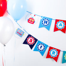Load image into Gallery viewer, Robot-themed Birthday Party Banner
