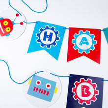 Load image into Gallery viewer, Robot-themed Birthday Party Banner