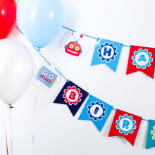 Load image into Gallery viewer, Robot-themed Birthday Party Banner
